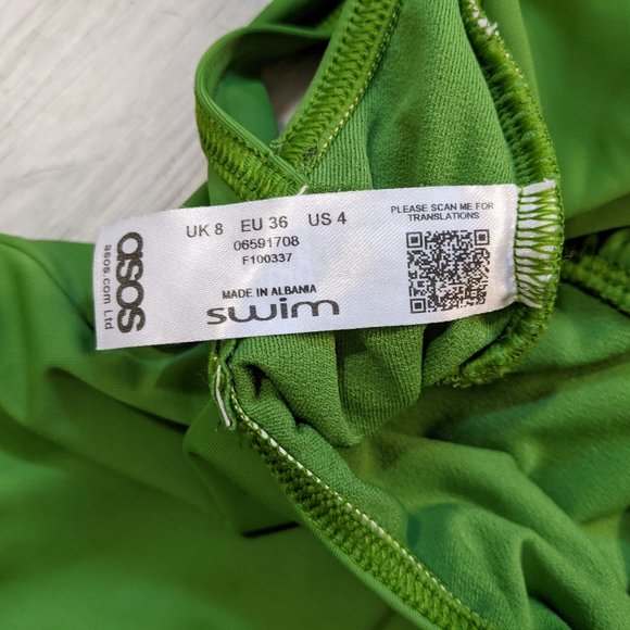 ASOS Swim Green Plunge Neckline Bathing Suit 4 - Picture 8 of 10